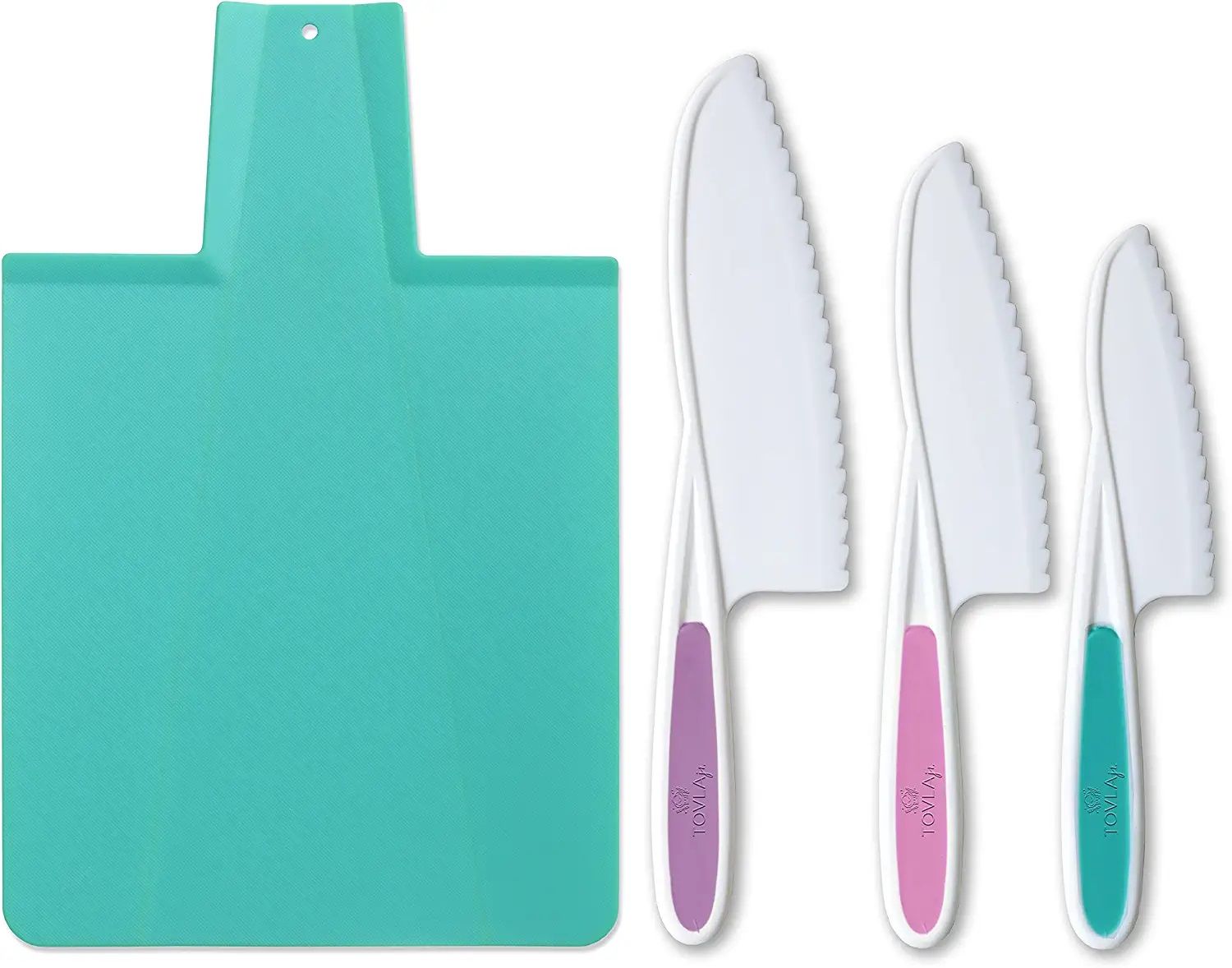 Tovla Jr. Kids Kitchen Knife and Foldable Cutting Board Set - Blue