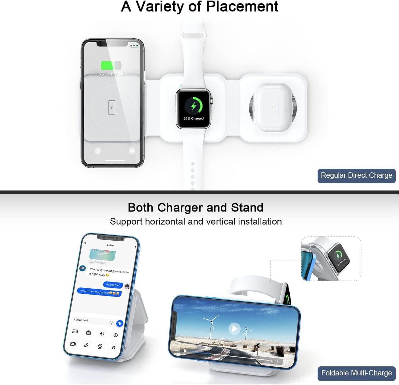 Refurbished UCOMX Nano 3 in 1 Wireless Charger with Adapter   - Reebelo US