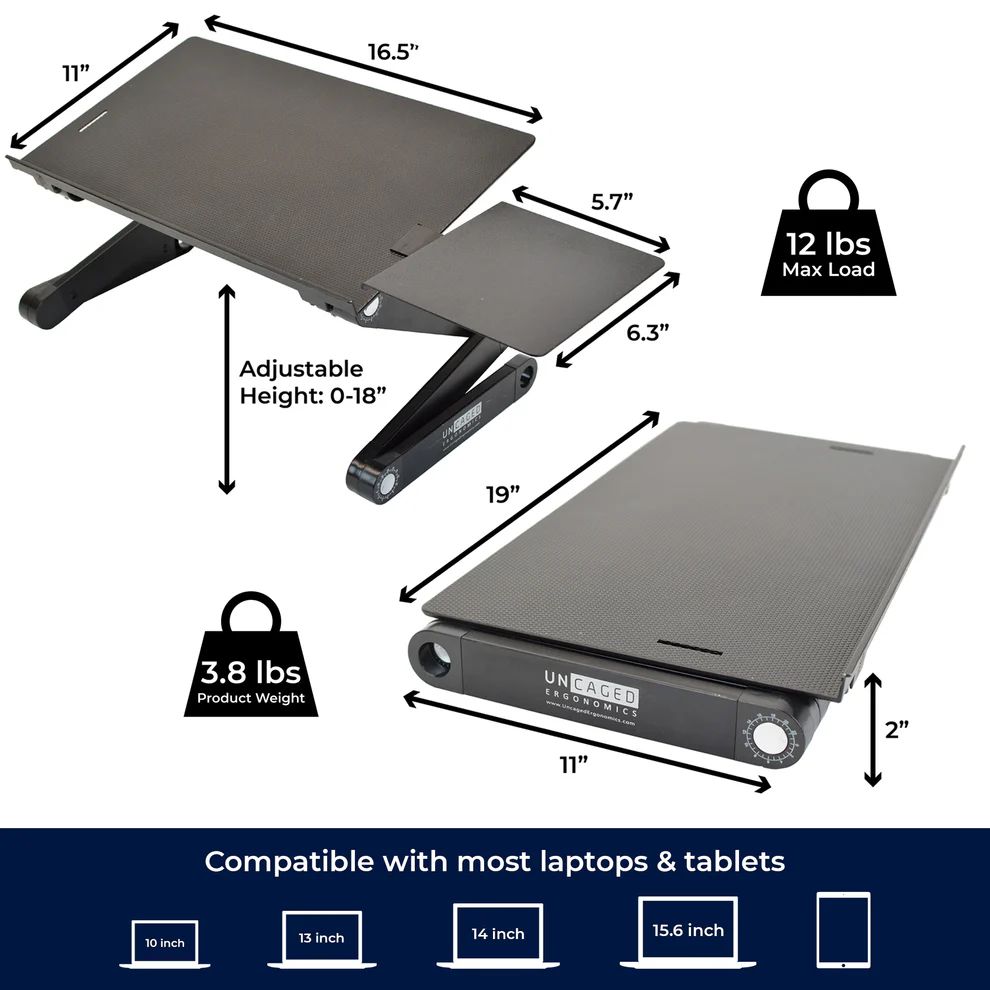 Refurbished Uncaged Ergonomics WorkEZ Best Laptop Stand & Lap Desk - Reebelo US
