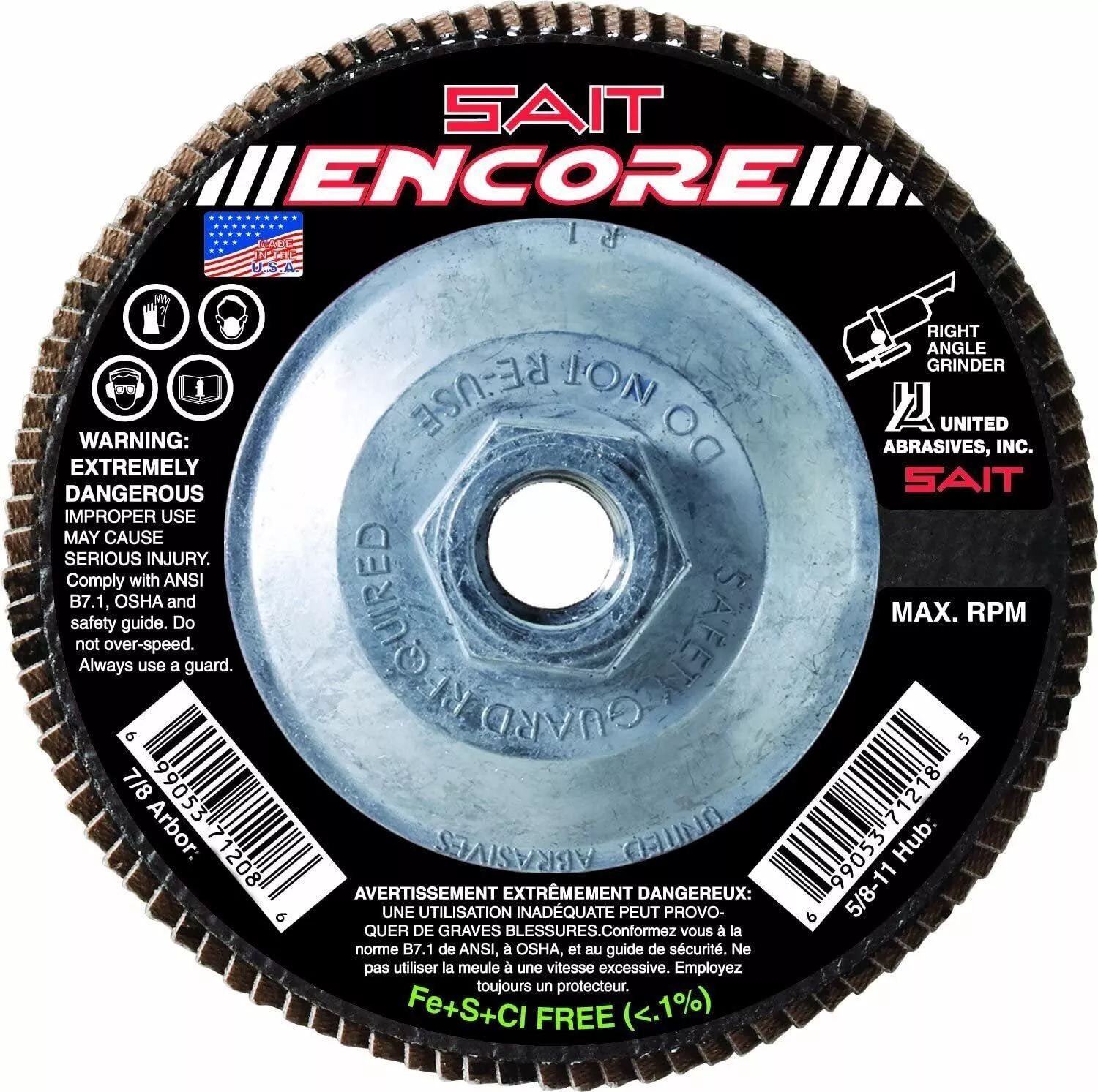 Refurbished United Abrasives SAIT ENCORE 71221 4-1/2 X 5/8 Z 120X (10-Pack) - Reebelo US