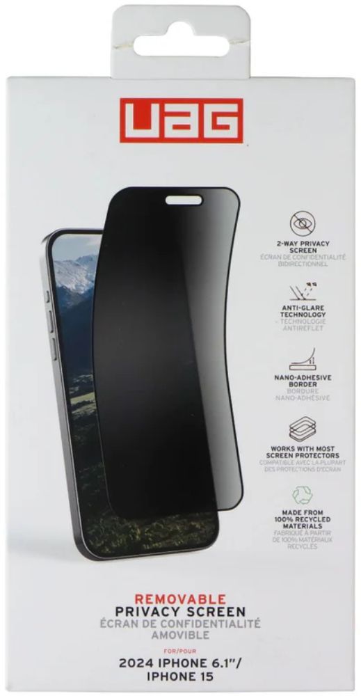 Urban Armor Gear Removable Privacy Screen Protector for Apple iPhone 16/15 - Reebelo US