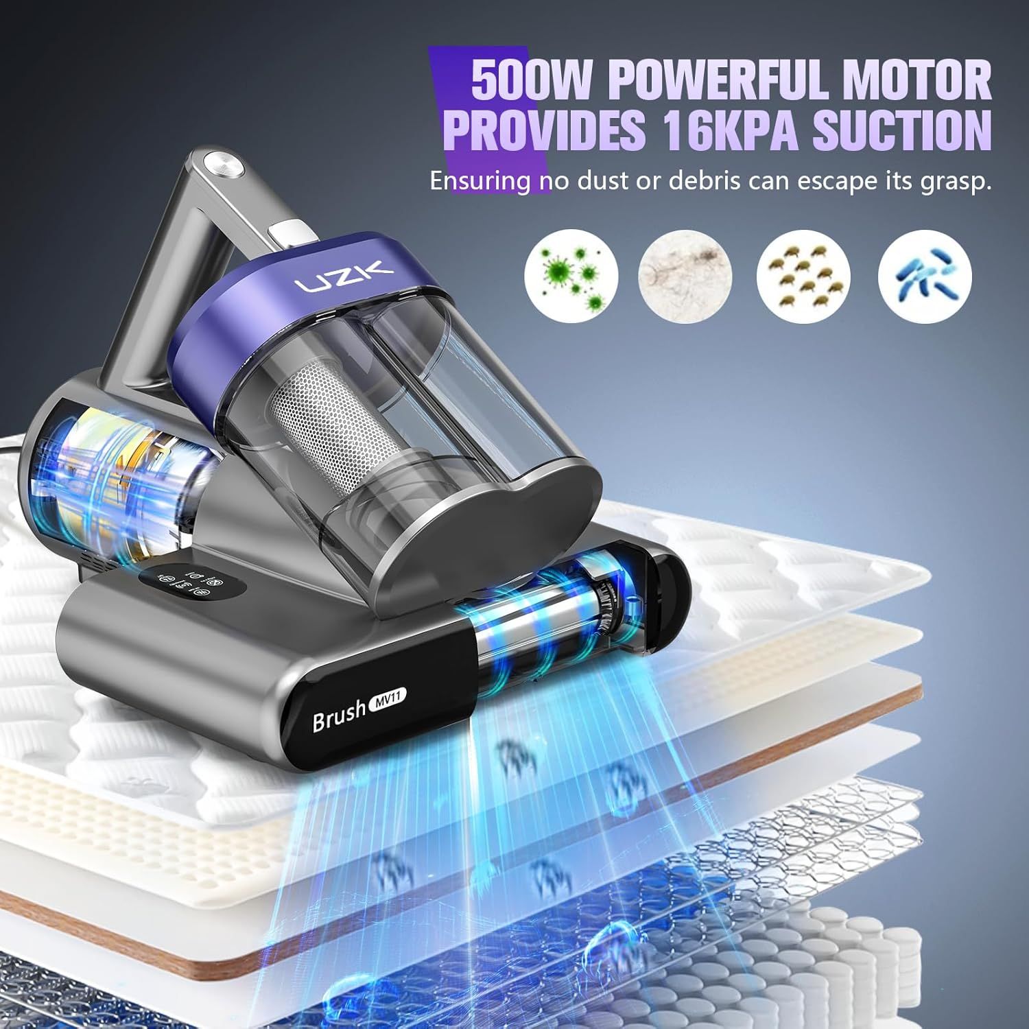 Refurbished UZK MV11-02 Mattress Vacuum Bed Vacuum with UV-C Light - Reebelo US