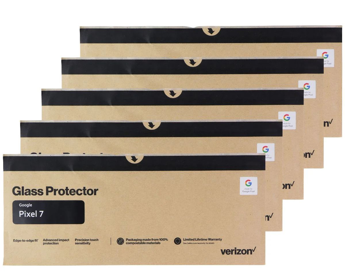 Verizon/Belkin Glass Screen Protectors for Google Pixel 7 (5 Pack)