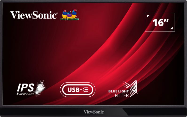ViewSonic VG1655 Portable Monitor 15.6" - Silver - 15.6 Inch