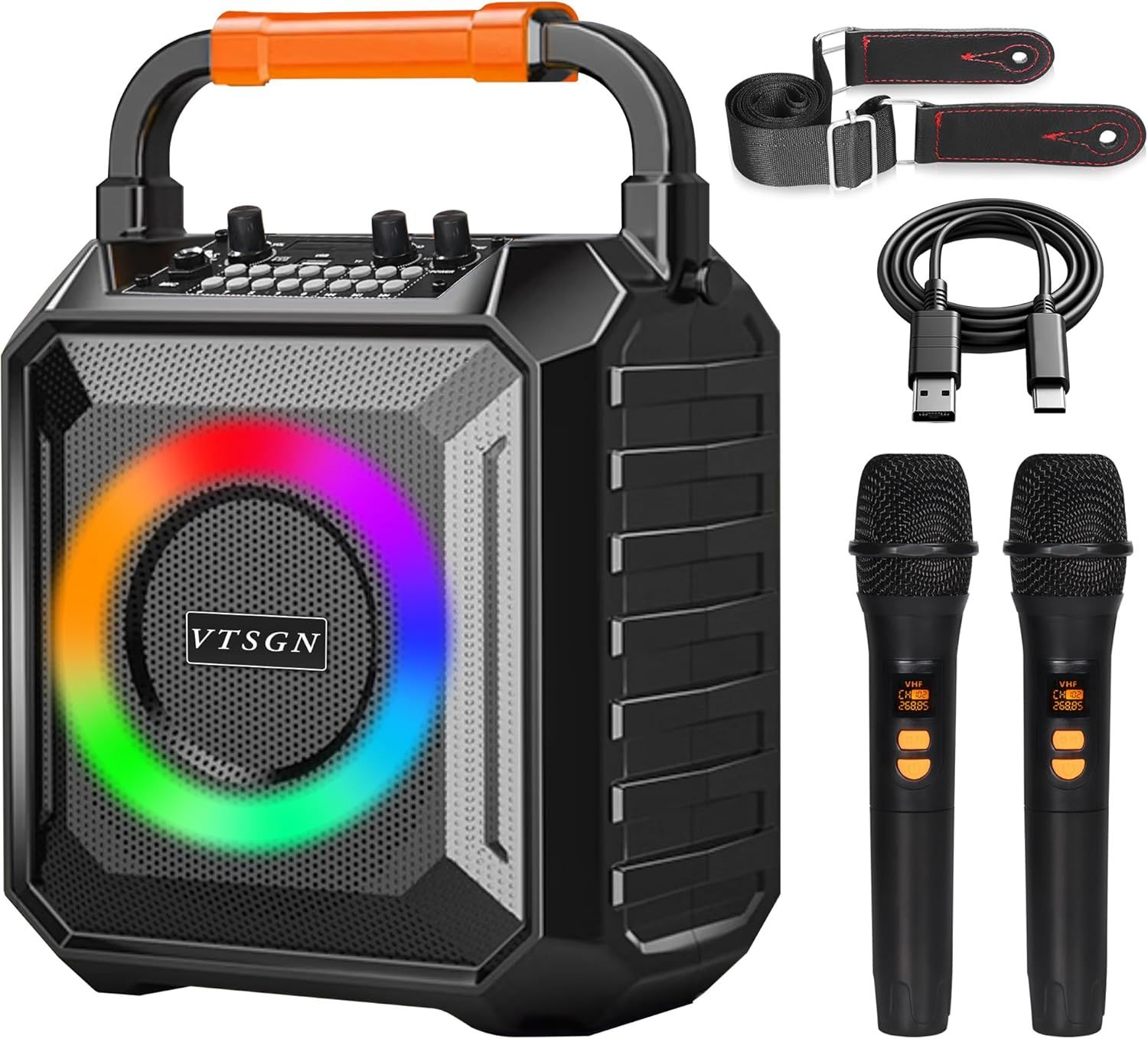 Refurbished VTSGN Karaoke Machine with Two Wireless Microphones - Reebelo US