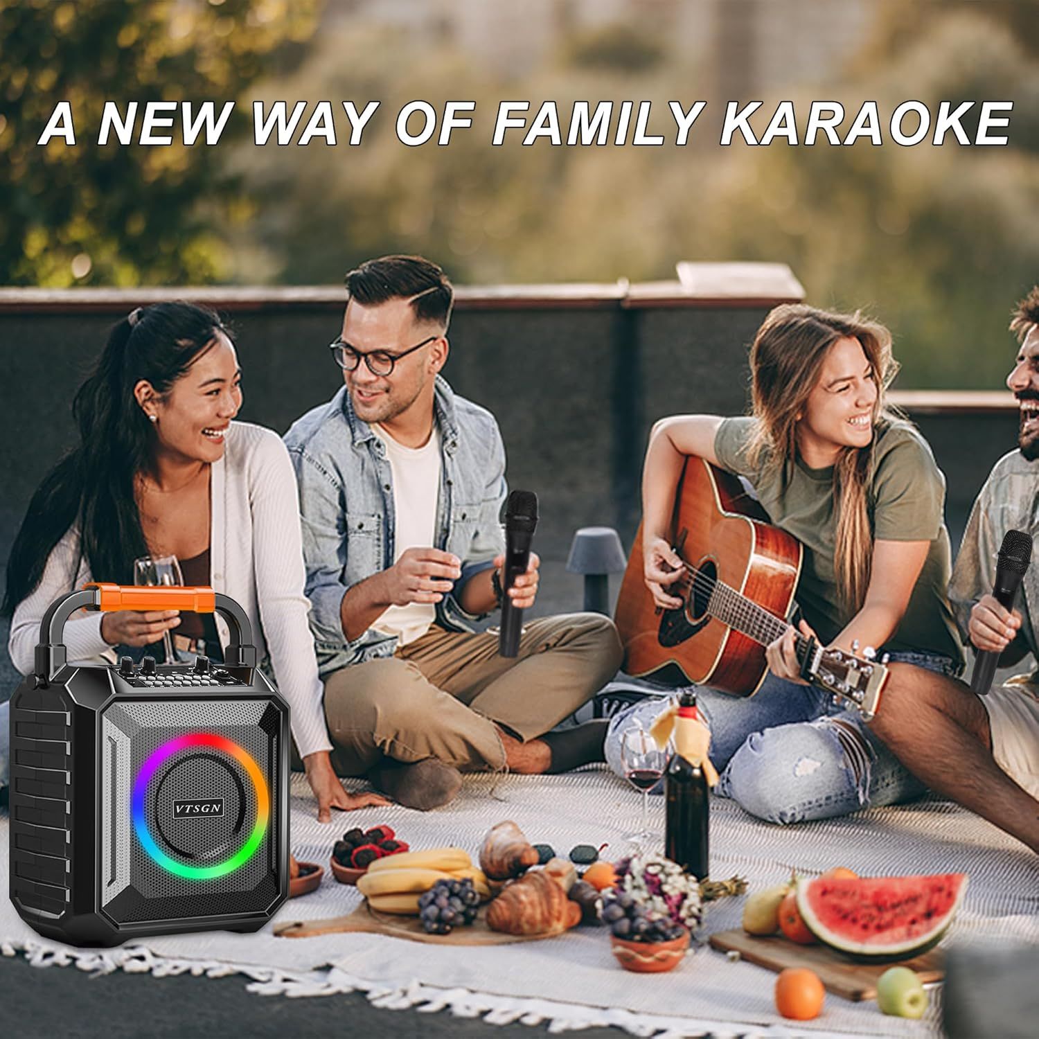 Refurbished VTSGN Karaoke Machine with Two Wireless Microphones - Reebelo US