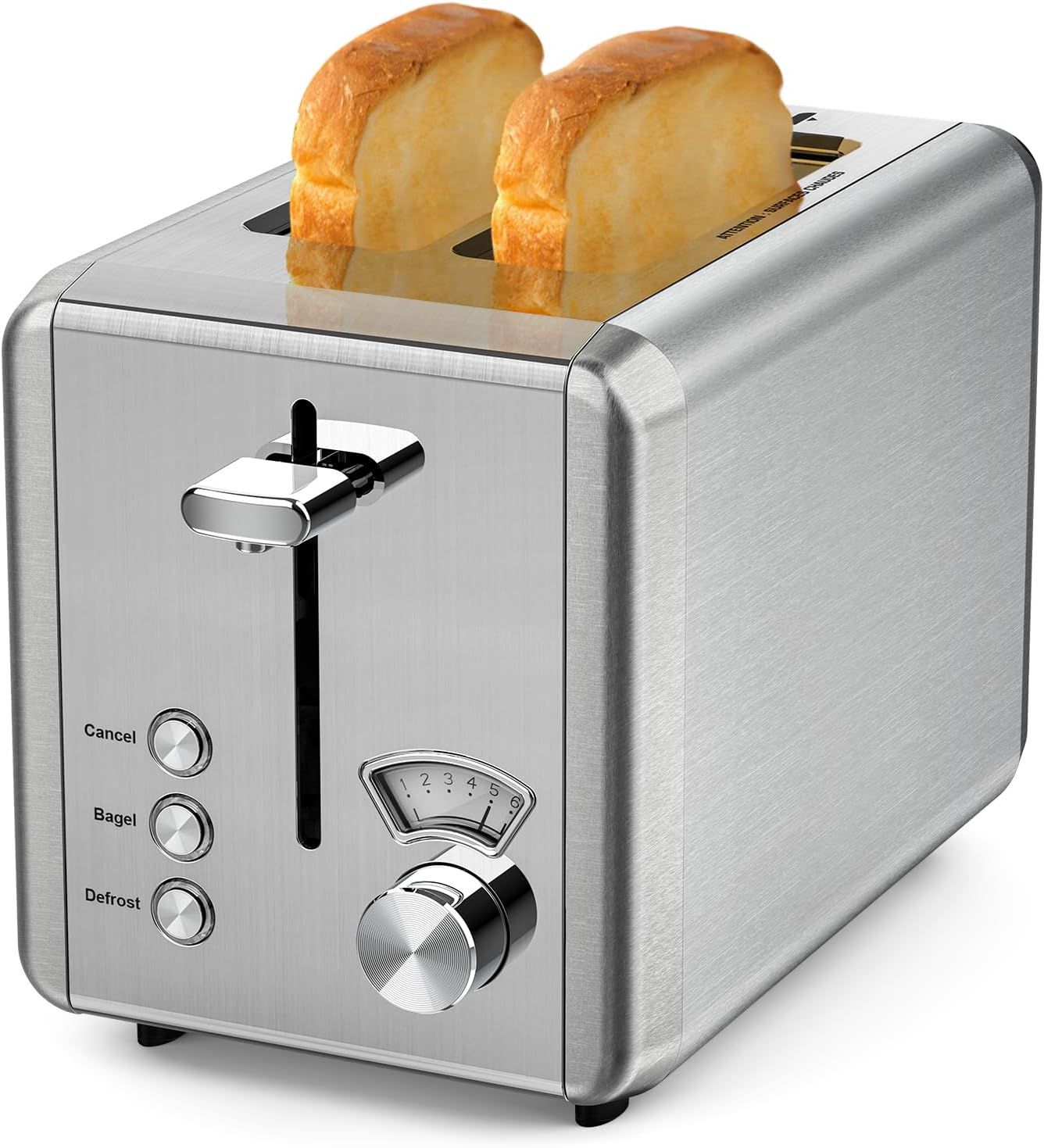 Whall KST022GU 1.5" Wide Slot with 6 Bread Shade Setting Toaster - Stainless Steel