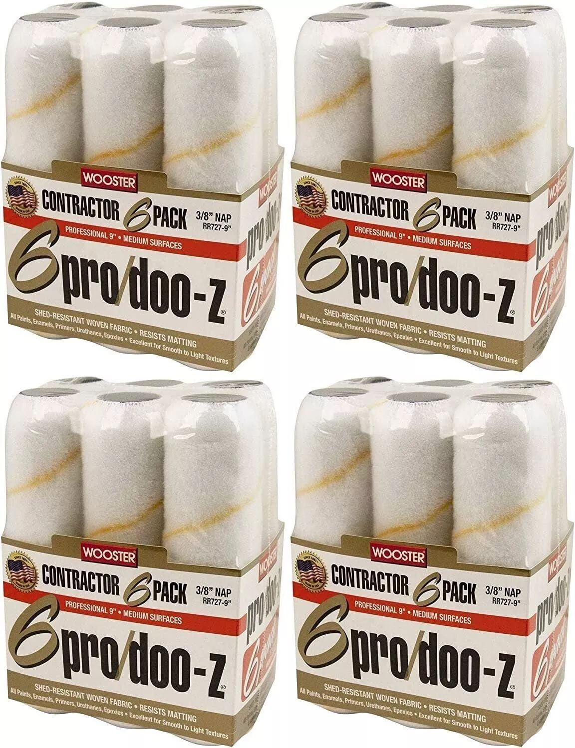 Refurbished Wooster Brush RR727-9 Pro/Doo-Z Nap Rollers 3/8-Inch (6 x Pack of 4) - Reebelo US