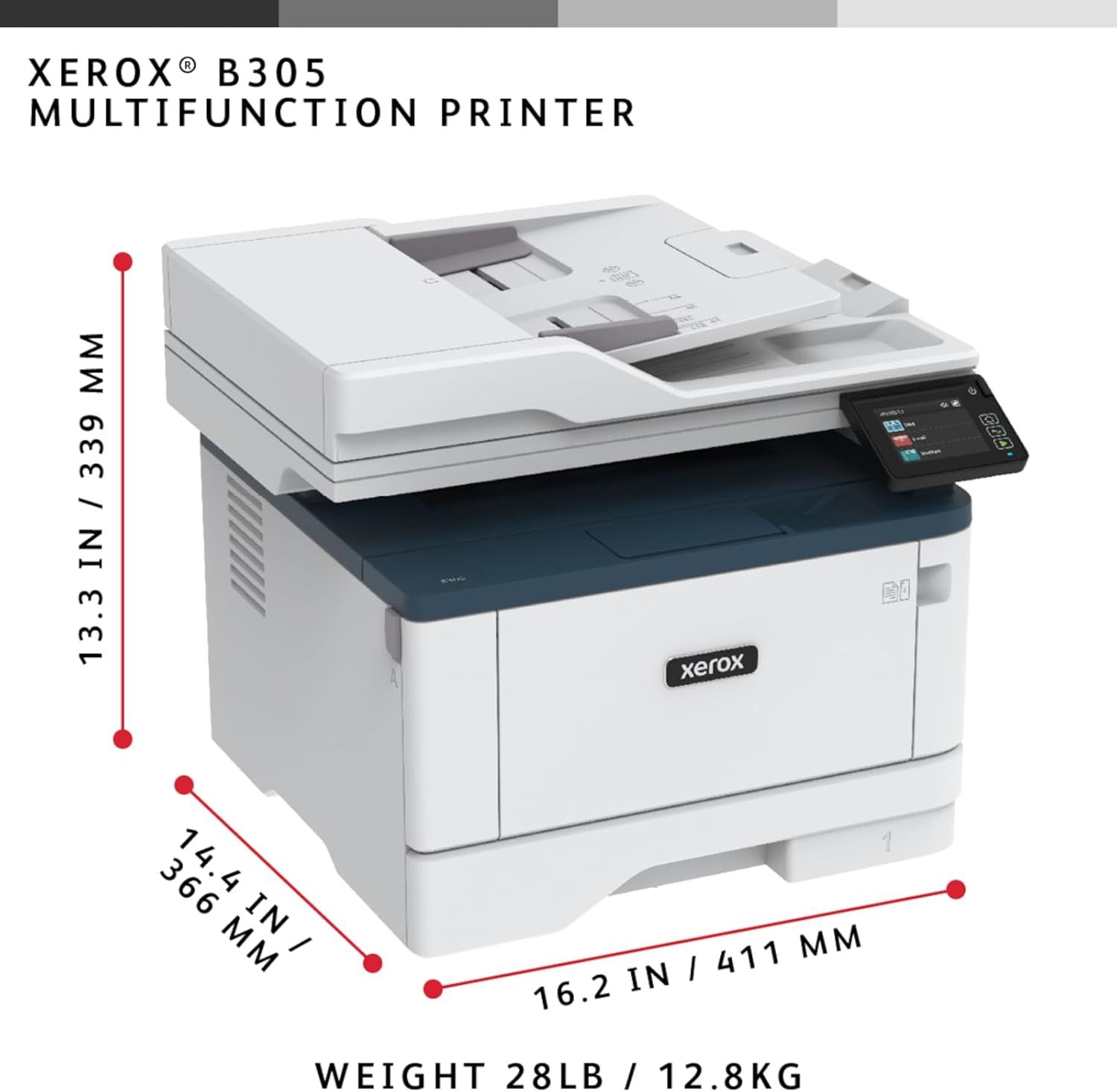 Refurbished Xerox B305/DNI Wireless Mono Laser All-in-One Printer - Reebelo US