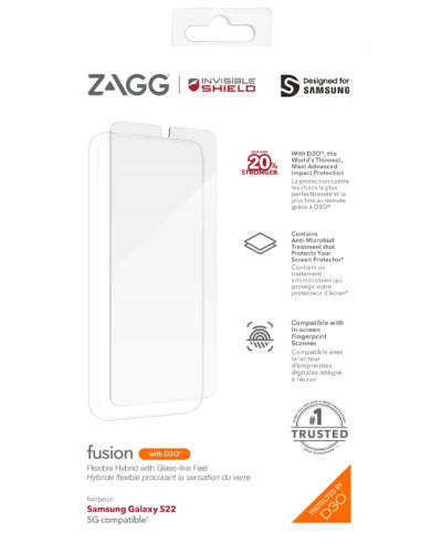 Refurbished Zagg InvisibleShield Fusion with D3O Screen Protector for Galaxy S22 - Reebelo US