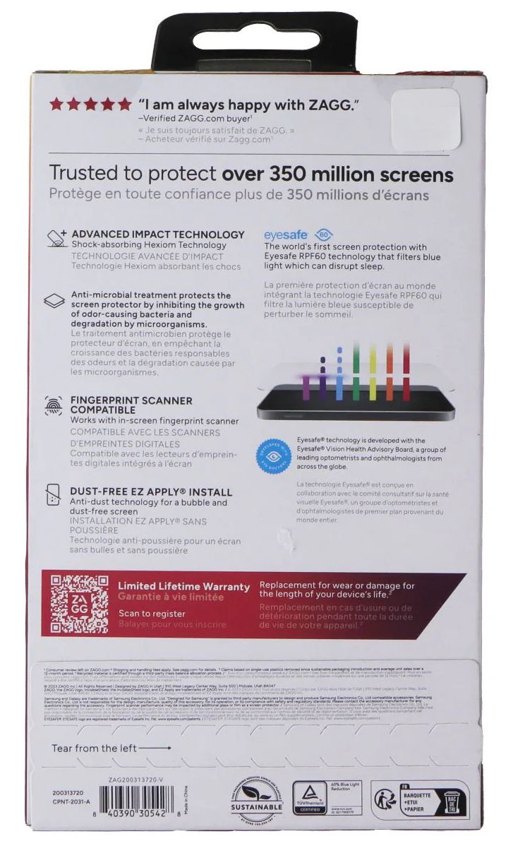 Zagg Invisible Shield Fusion XTR3 Screen Protector For Samsung Galaxy S24 - Reebelo US