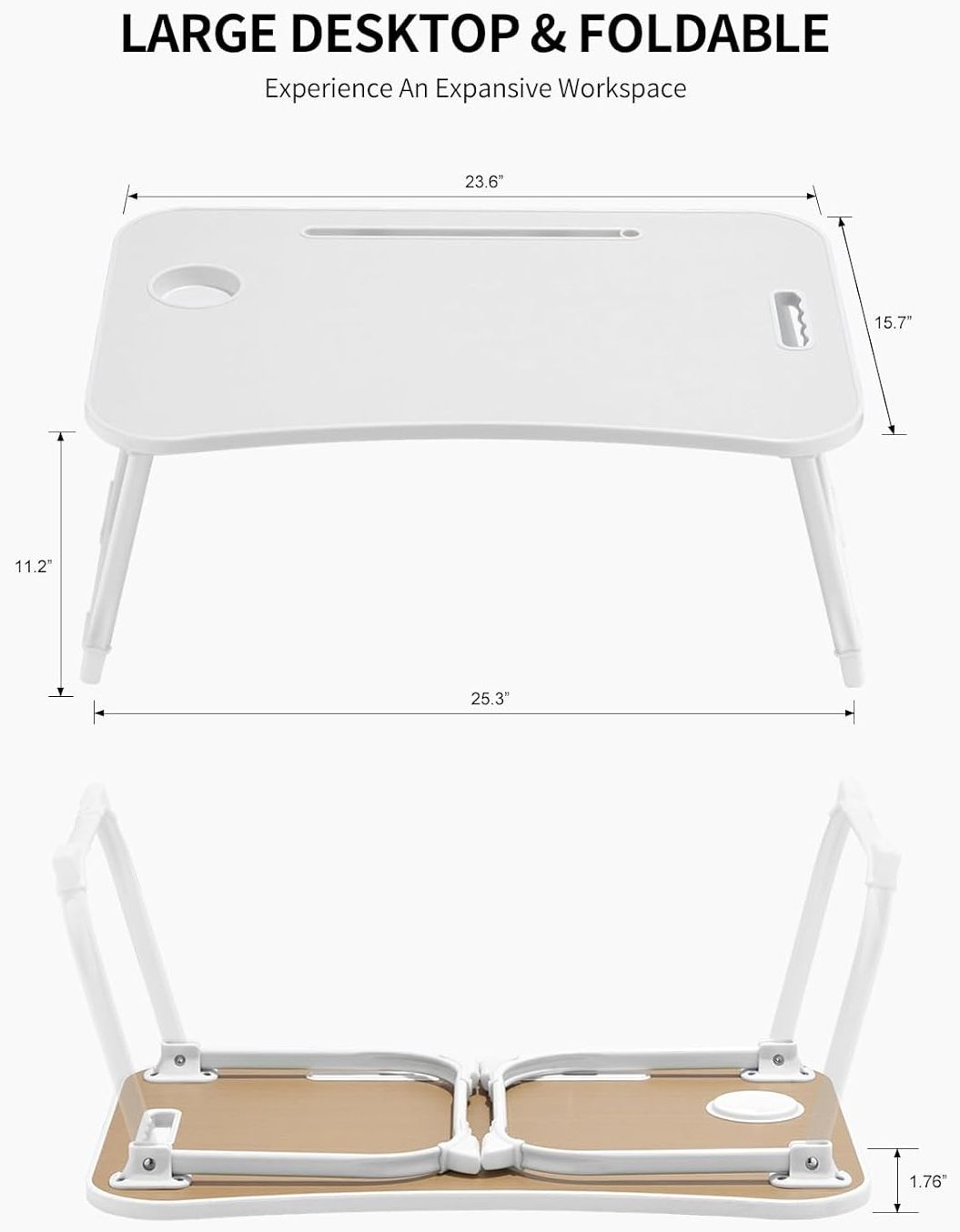 Refurbished Zeaptac Laptop Bed Desk Foldable Lap Table - Reebelo US