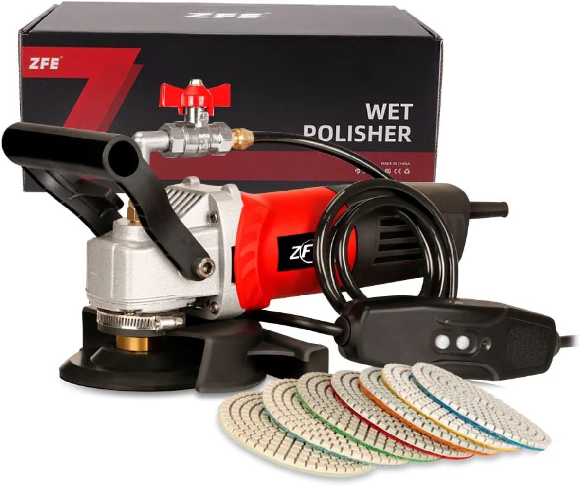 ZFE 800W/110V Variable Speed 4'' Wet Polisher / Grinder & Granite Stones - Black/Red