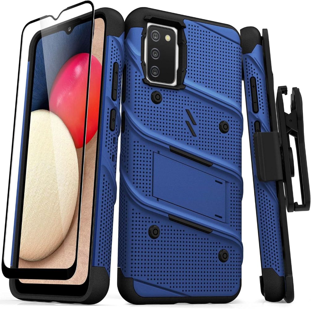 ZIZO BOLT Series Phone Case / Holster / Glass for Samsung Galaxy A02s - Blue/Black - Brand New