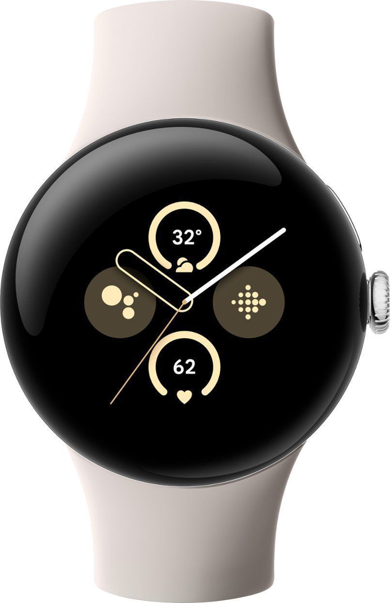 Google Pixel Watch 2 (Bluetooth + LTE) - 32GB - 1.2 inch - Polished Silver Aluminum Case with Porcelain Fluoroelastomer Active Band
