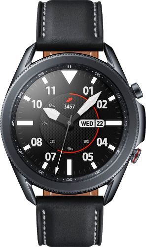Samsung Galaxy Watch3 (Bluetooth) - 8GB - 45mm - Mystic Black Stainless Steel Case with Black Leather Leather Strap