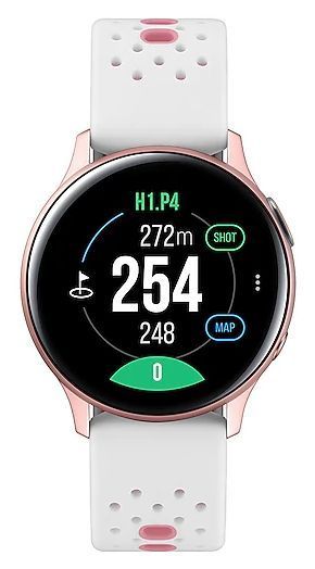 Samsung Galaxy Watch Active2 Golf Edition - 4GB - 40mm - Pink Gold Aluminum Case with White Fluoroelastomer Fluoroelastomer Strap