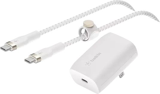 Belkin BoostCharge USB-C PD Wall Charger With PPS + Pro Flex USB-C To USB-C Cable Magnetic Cable