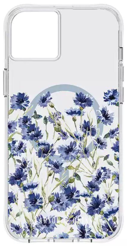 Carson & Quinn Royalty Blue Flowers Phone Case with MagSafe Case for iPhone 14 Plus