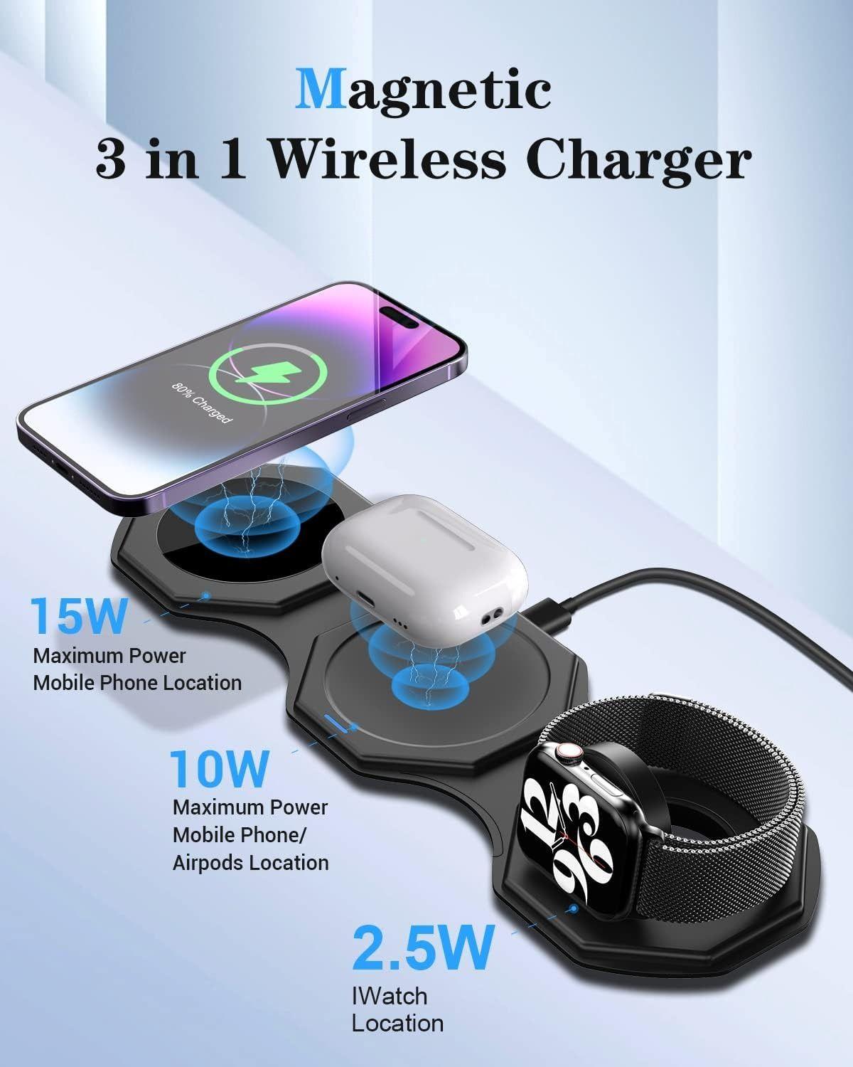 Refurbished Impuvers 3-in-1 Magnetic Foldable Wireless Charging Station - Reebelo US