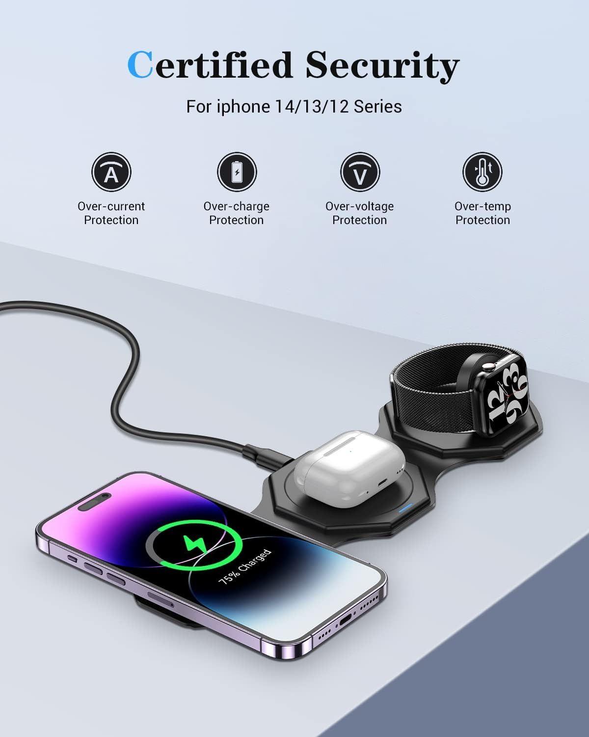 Refurbished Impuvers 3-in-1 Magnetic Foldable Wireless Charging Station - Reebelo US