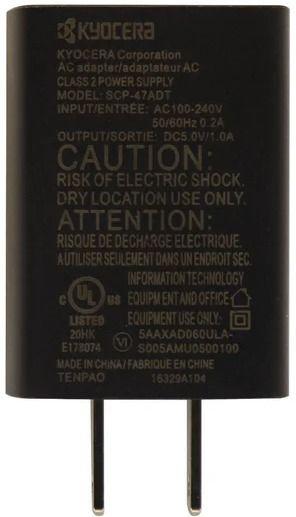 Kyocera 5V 1A Wall Charger Single USB Port Charging Adapter (SCP-47ADT)