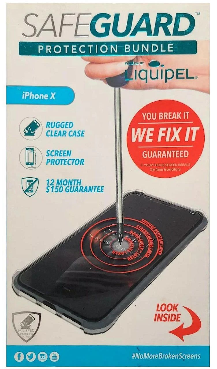 Liquipel SafeGuard Protection Bundle Phone Case + Screen Protector for iPhone X