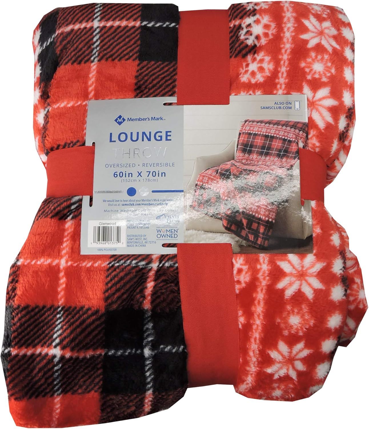 Member's Mark Reversible Lounge Throw 60 in x 70 in