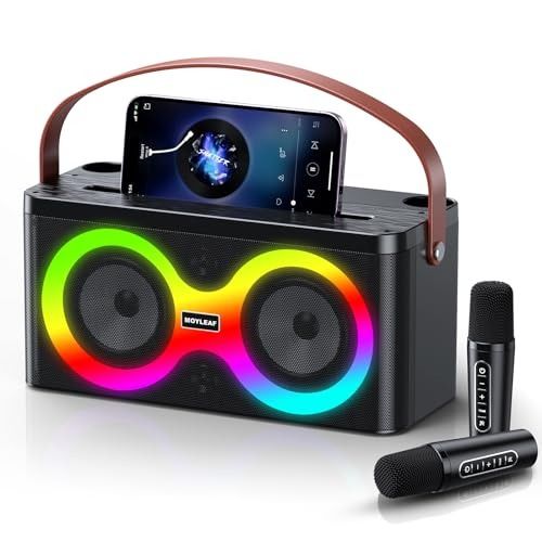 Moyleaf K5 Karaoke Machine Portable Bluetooth Speaker with 2 Wireless Microphones