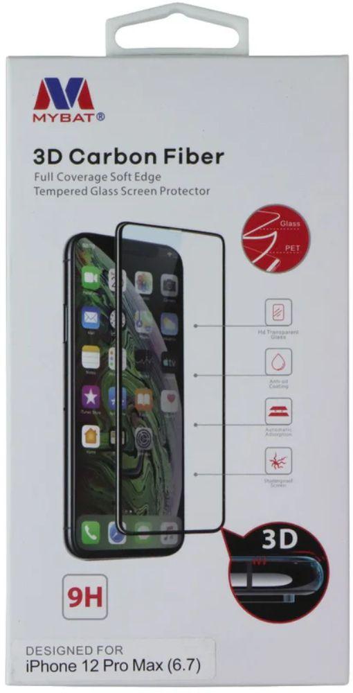MyBat 3D Carbon Fiber Tempered Glass Screen Protector for iPhone 12 Pro Max