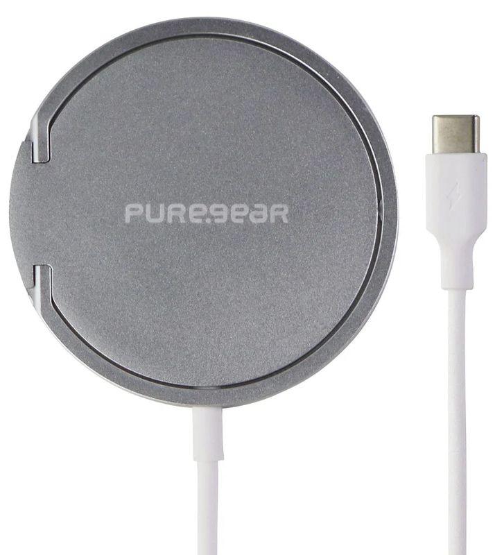 PureGear 15W Fast Magnetic Wireless Charger with Collapsible Kickstand Ring