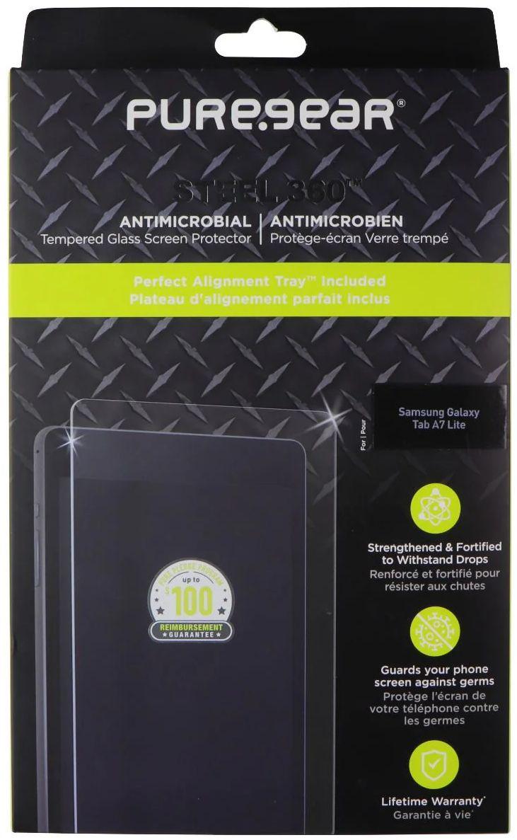 PureGear Steel 360 Tempered Glass Screen Protector with Alignment Tray for Galaxy Tab A7 Lite