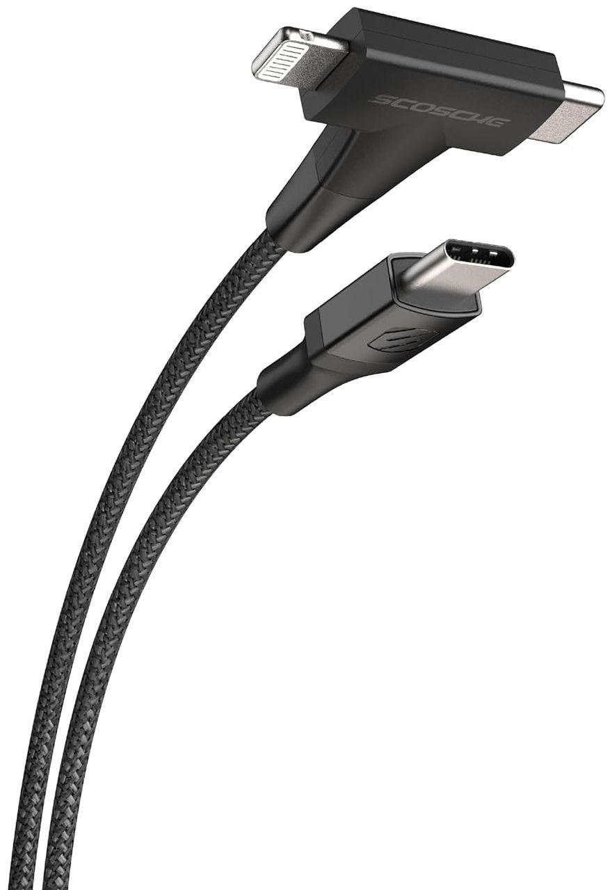 Scosche StrikeLine HH 2-in-1 USB-C to USB-C/Lightning 4-Ft. Cable