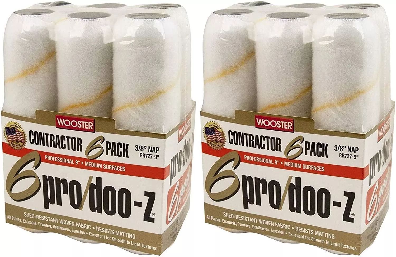 Wooster Brush RR727-9 Pro/Doo-Z Nap Rollers 3/8-Inch (6 x Pack of 2)