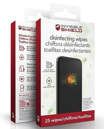 Zagg Invisible Shield Disinfecting Wipes Pack (25 Wipes)