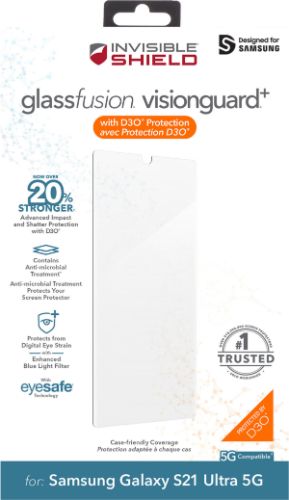 Zagg Invisible Shield GlassFusion Visionguard+ Screen Protector for Galaxy S21 Ultra