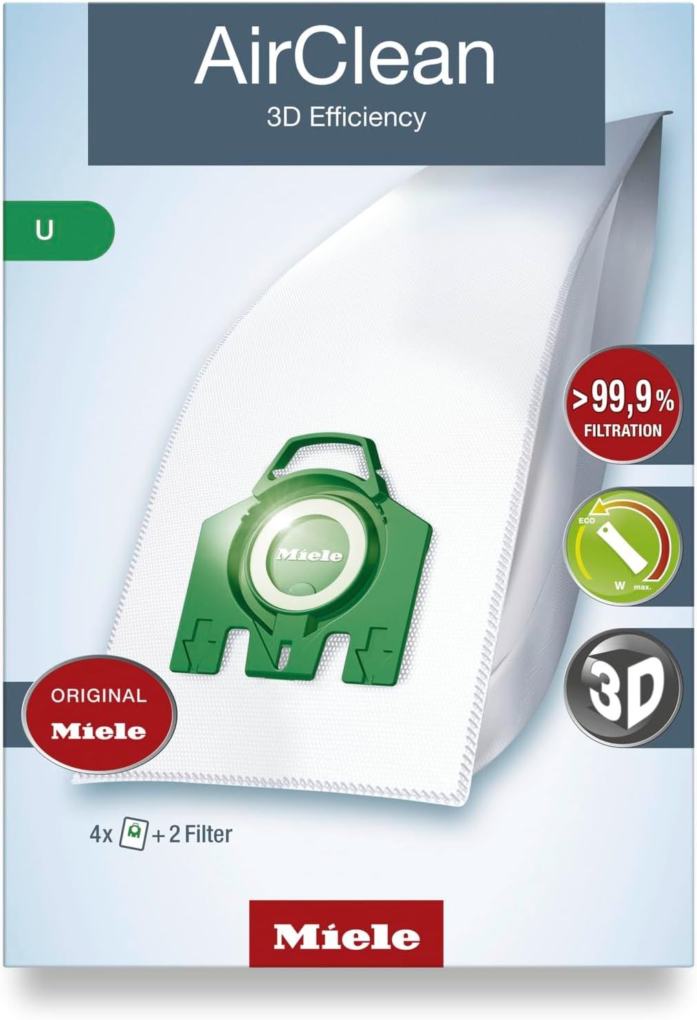 Miele AirClean 3D Efficiency U Vacuum Cleaner Bags (Pack of 4)