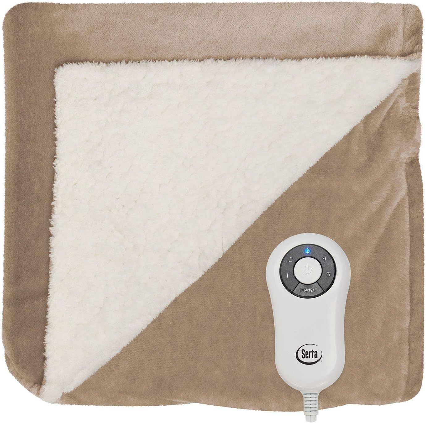 Serta Perfect Sleeper Reversible Heated Throw Luxurious Plush/Sherpa (60 in x 70 in)